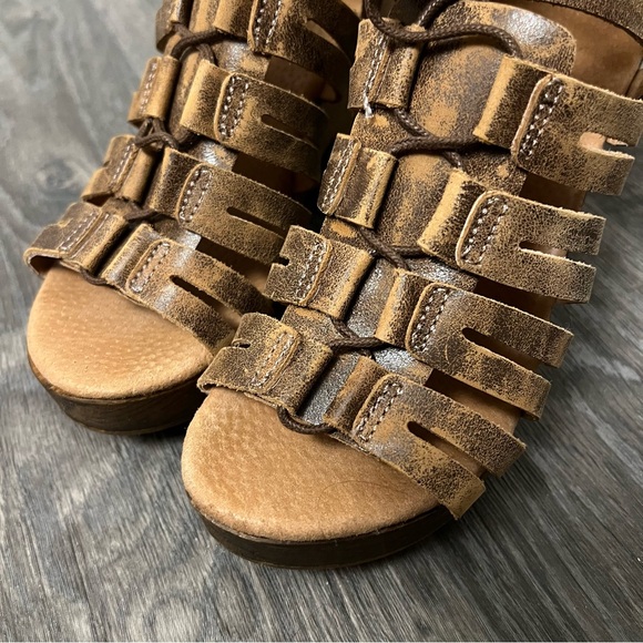 FreeBird by Steven Ibiza lace up wooden platform sandals sz 7US - Picture 13 of 15